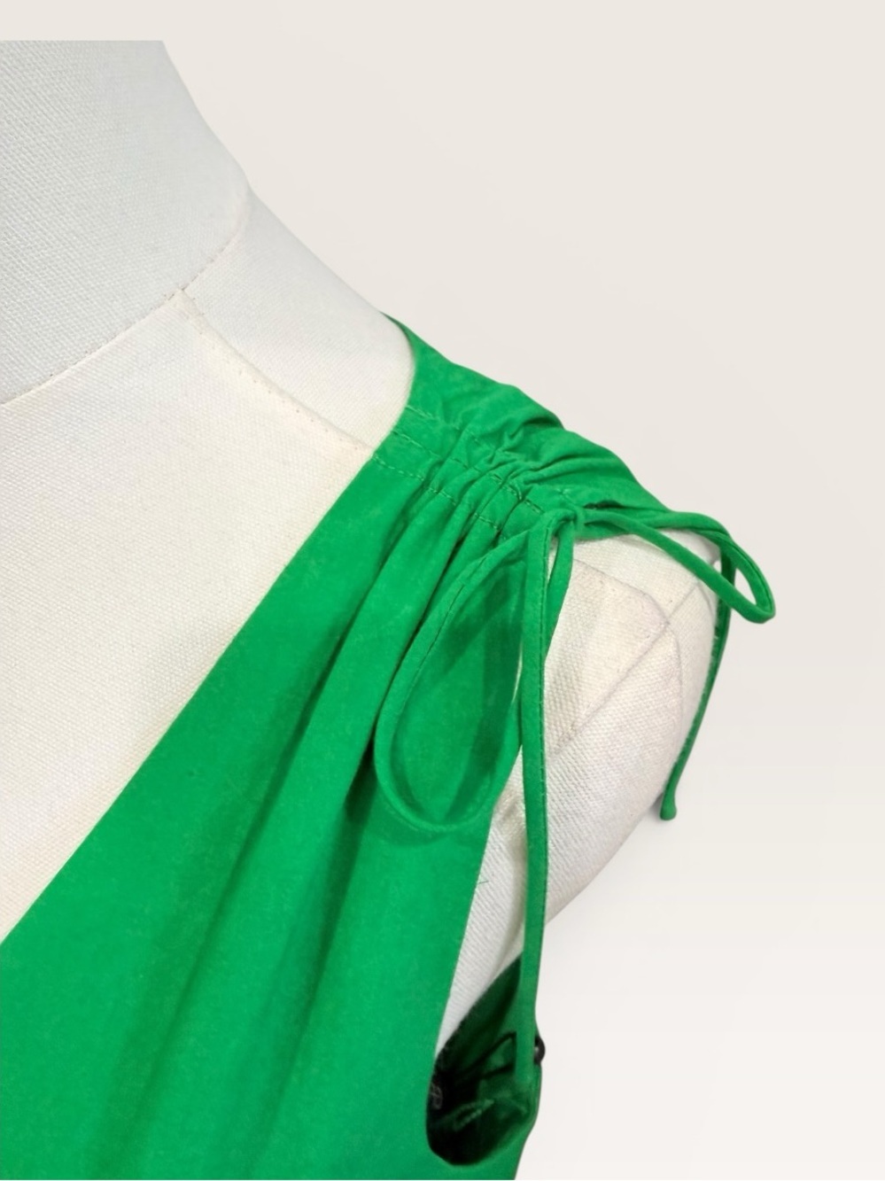 Adrianna Papell Smocked Waist Tie Sleeve Eyelet Cotton Sundress Kelly Green NWT - Picture 12 of 15